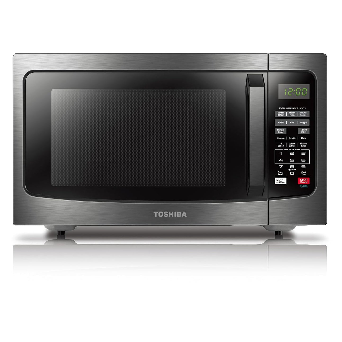 Toshiba EM131A5C-BS Microwave Oven with Smart Sensor, Easy Clean Interior, ECO Mode and Sound On/Off, 1.2 Cu.ft, 1100W, Black Stainless Steel