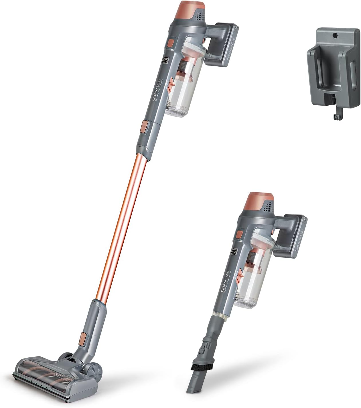 Kenmore DS4090 Brushless Cordless Stick 1L Capacity Lightweight Cleaner 2-Speed Power Suction LED Headlight 2-in-1 Handheld Vacuum for Hardwood Floor, Carpet & Pet Hair, Rose Gold