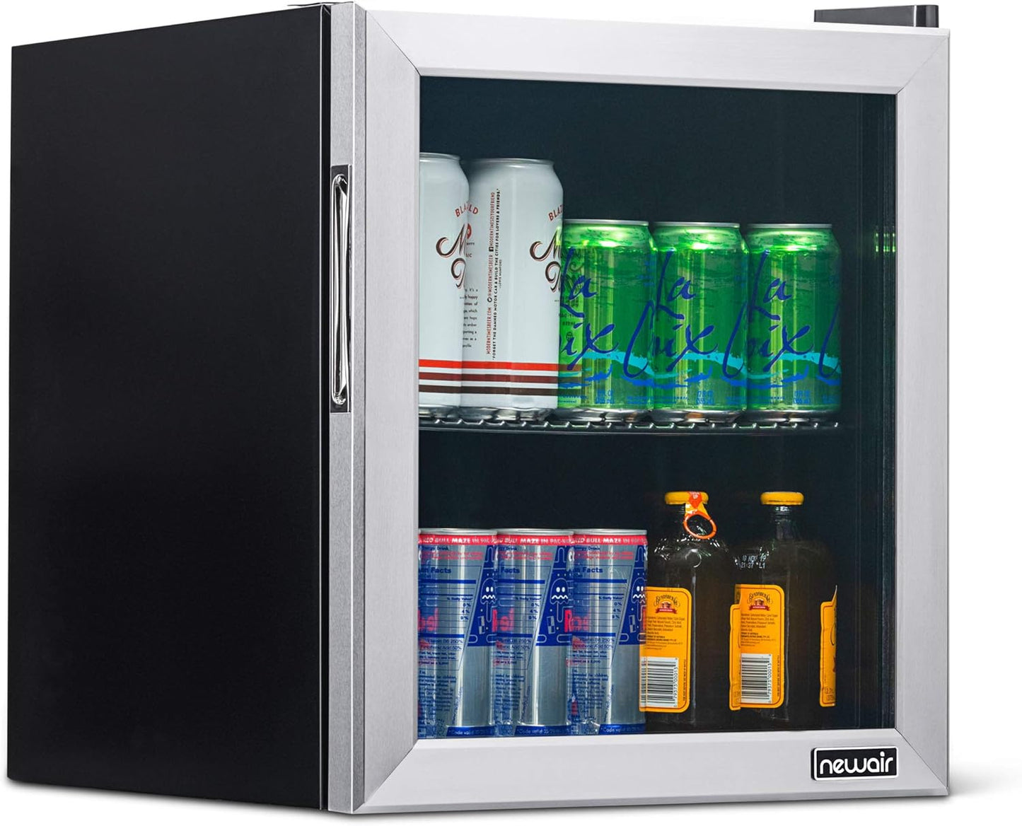 NewAir Mini Fridge Beverage Refrigerator and Cooler, Free Standing Glass Door Refrigerator Holds Up To 60 Cans, Cools to 37 Degrees Perfect Beverage Organizer For Beer, Wine, Soda, and Pop