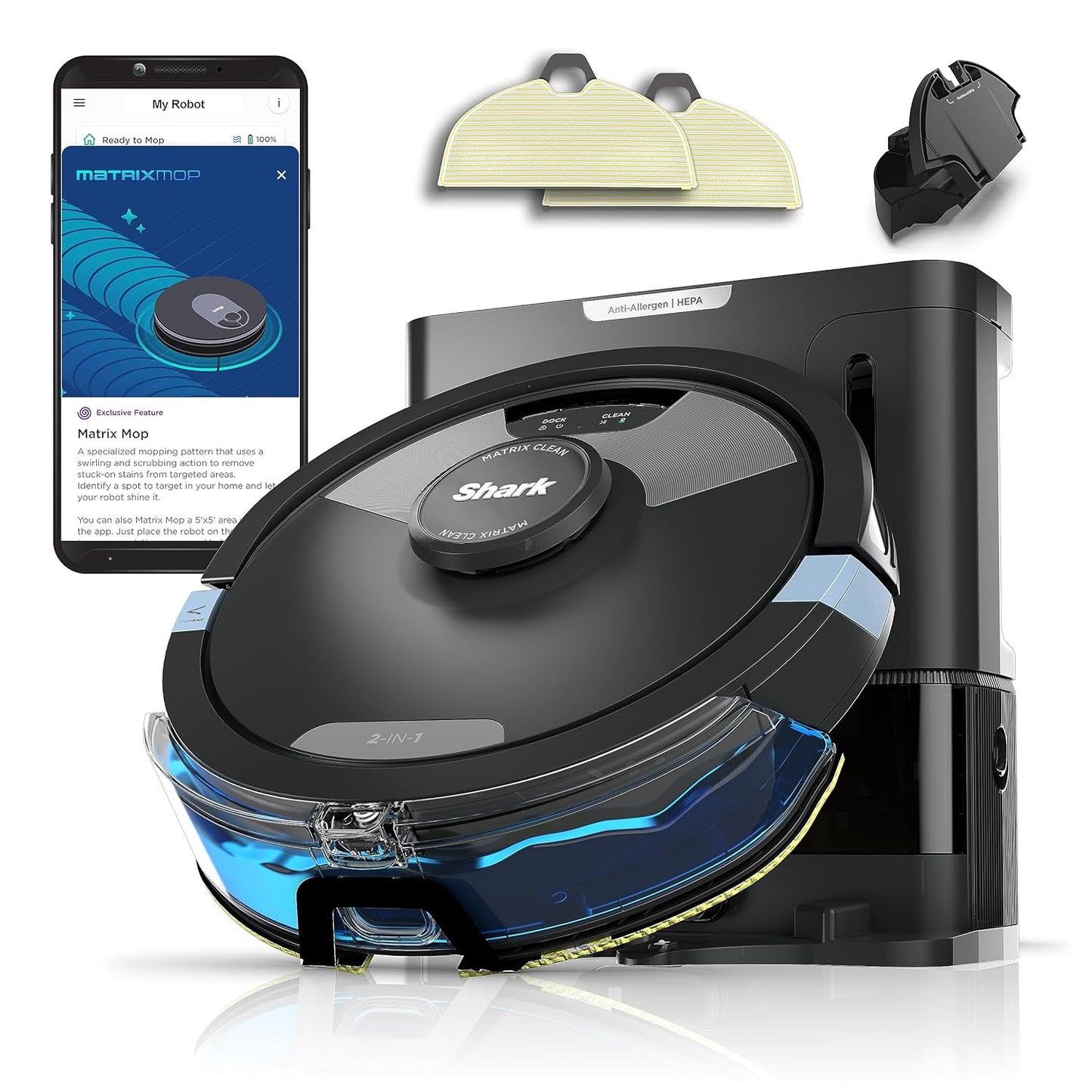 Shark AI Ultra 2-in-1 Robot Vacuum & Mop with Sonic Mopping,2 Microfiber Mopping Pads