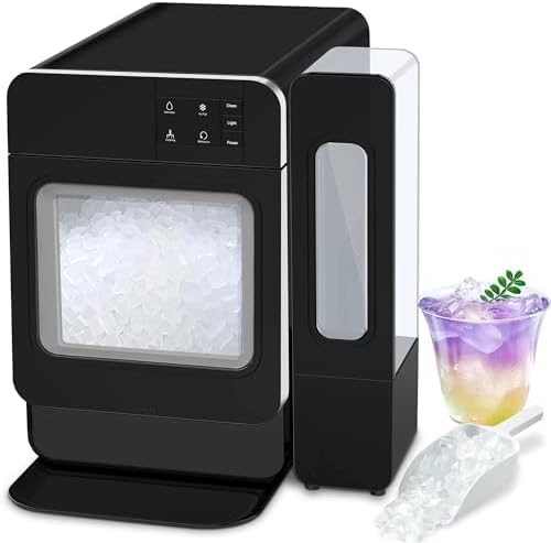 ICEVOKE Countertop Nugget Ice Maker, Portable Ice Machine 33 lbs/Day Chewable Ice (Black)