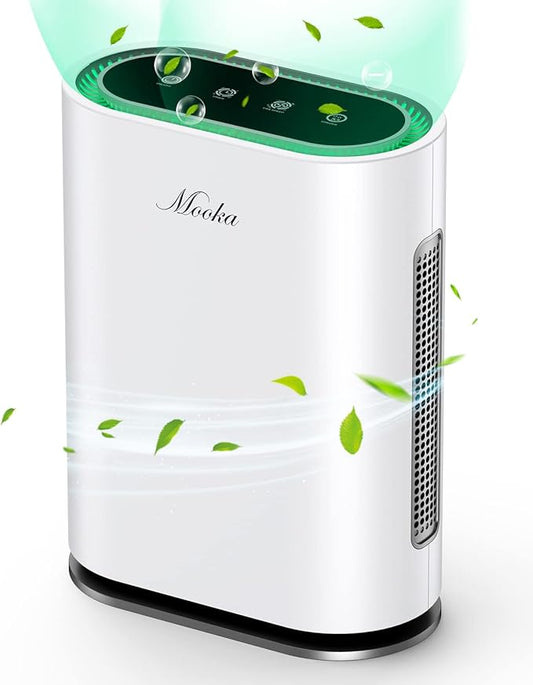 Mooka True HEPA Air Purifiers for Home Large Room, Up to 2,000 ft?, Air Purifier for Bedroom with Air Quality Sensor, Timer, Child Lock, Air Cleaner for Pet Danders, Dust, Smoke, Odor