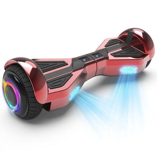 Starship Hoverboard with Bluetooth Speaker, Chrome Color Self Balancing Scooters with Science Fiction Design and 6.5 inch LED Wheels (Chrome Red)