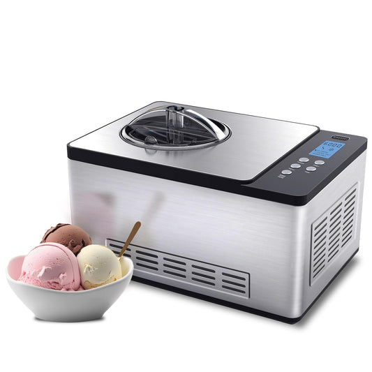 Whynter ICM-200LS Automatic Ice Cream Maker 2.1 Quart Capacity with Built-in Compressor, No Pre-Freezing, LCD Digital Display, Timer, Stainless Steel