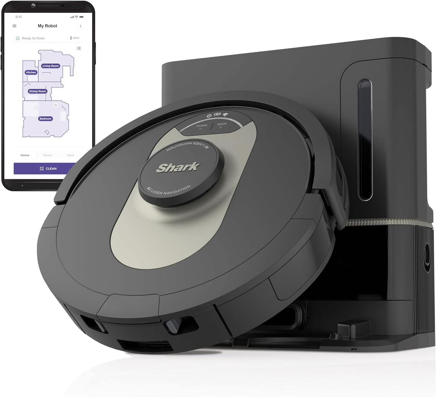 Shark AV2501AE AI Robot Vacuum with XL HEPA Self-Empty Base, Bagless, 60-Day Capacity