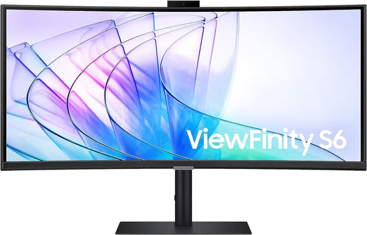 SAMSUNG 34 ViewFinity S65VC Series Ultrawide QHD Curved Monitor, Built-in FHD Camera, LS34C650VANXGO, Black
