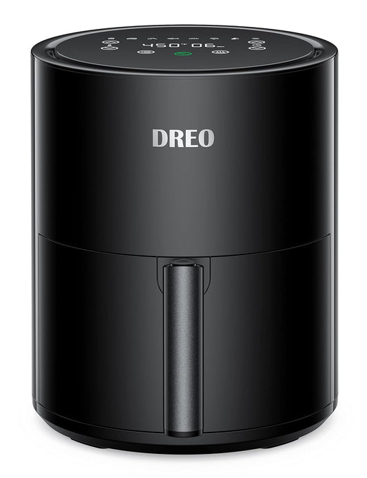 Dreo Air Fryer - 100ââ€žâ€° to 450ââ€žâ€°, 4 Quart Hot Oven Cooker with 50 Recipes, 9 Cooking Functions on Easy Touch Screen, Preheat, Shake Reminder, 9-in-1 Digital Airfryer, Black, 4L (DR-KAF002)