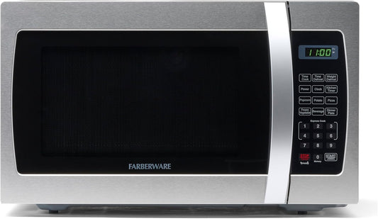 Farberware Countertop Microwave 1000 Watts, 1.3 Cu. Ft. - Microwave Oven With LED Lighting and Child Lock - Perfect for Apartments and Dorms - Easy Clean Stainless Steel