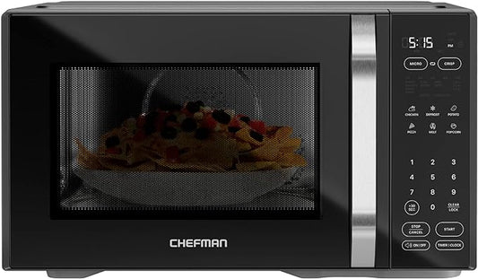 Chefman MicroCrisp Countertop Digital Microwave Oven, Unique "Cook & Crisp" Power Combo, 1.1 Cu Ft, Dual-Cook 1000W Microwave + 1500W Crisper, 6 Touch Presets, Digital Display, Stainless Steel Handle