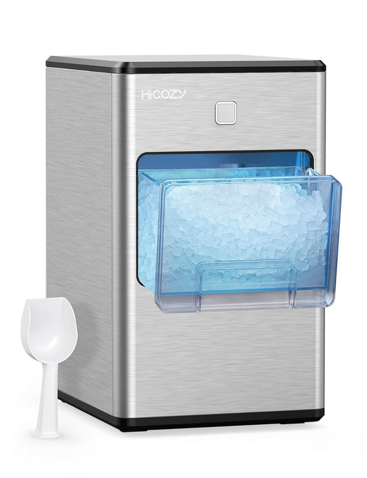 HiCOZY Nugget Ice Makers Countertop, Compact Crushed Ice Maker,  Suitable for Home, Office (Black)