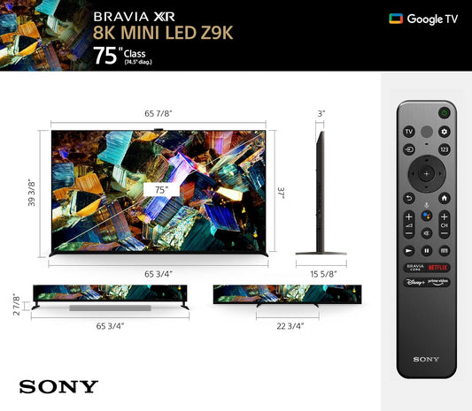 SONY BRAVIA XR 75” Class Z9K 8K HDR Mini LED TV with Google TV