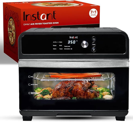 Instant Omni 19QT/18L Toaster Oven Air Fryer, 7-in-1 Functions, Fits 12" Pizza, Crisps, Broils, Bakes, Roasts, Toasts, Warms, Convection, 100+ In-App Recipes, from the Makers of Instant Pot, Black