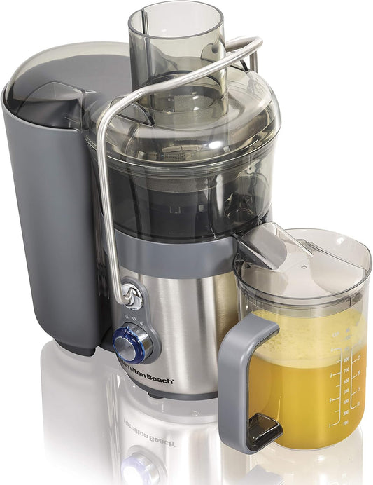 Hamilton Beach Juicer Machine, Centrifugal Extractor, Big Mouth 3" Feed Chute, Easy Clean, 2-Speeds, 40 oz. BPA Free Pitcher, 850 Watt Motor, Silver