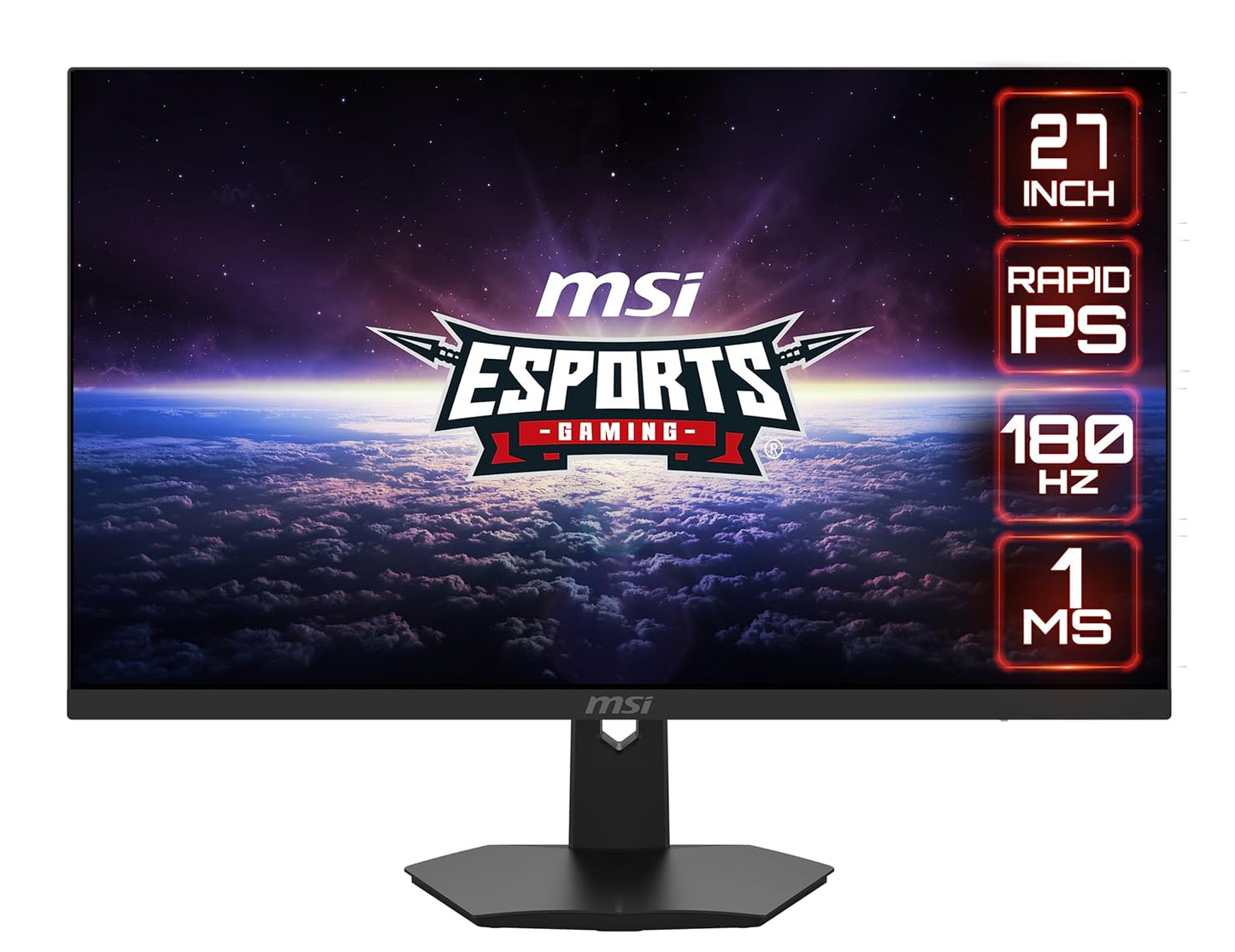 MSI G274F 27 Inch FHD Gaming Monitor - 1920 x 1080 Rapid IPS Panel, 180 Hz / 1ms, 134% sRGB Colour Gamut/G-sync Compatible - DP 1.2a, HDMI2.0