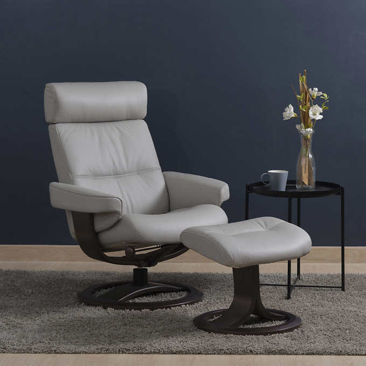 OSLO LEATHER RECLINER-GRAY