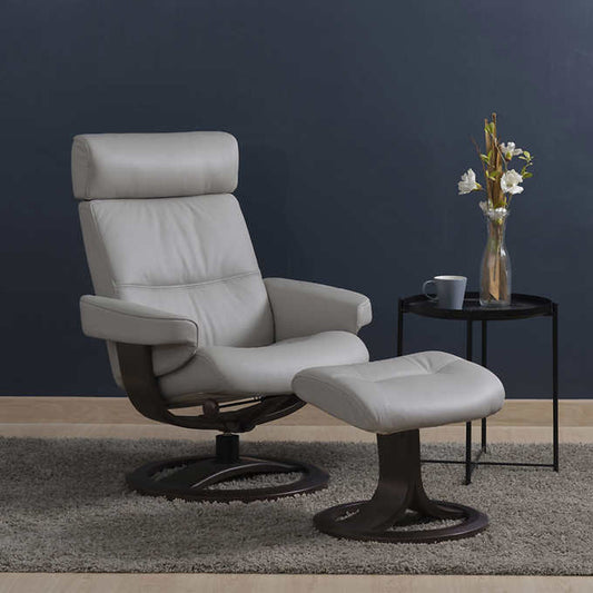 OSLO LEATHER RECLINER-GRAY