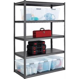 Gorilla 5-Shelf Heavy Duty Z-Beam Steel Shelving Unit, 48"W x 24"D x 72"H, Black