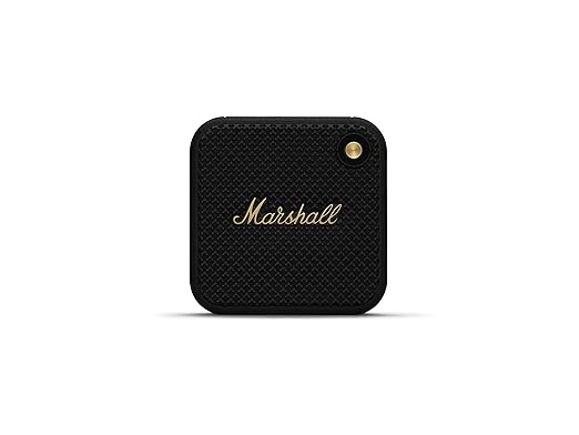 Marshall Wireless Portable Waterproof Speaker, Willen Black & Brass, 15 Hours of Continuous Playback, IP67 Waterproof, Ultra Small, Fast Charging